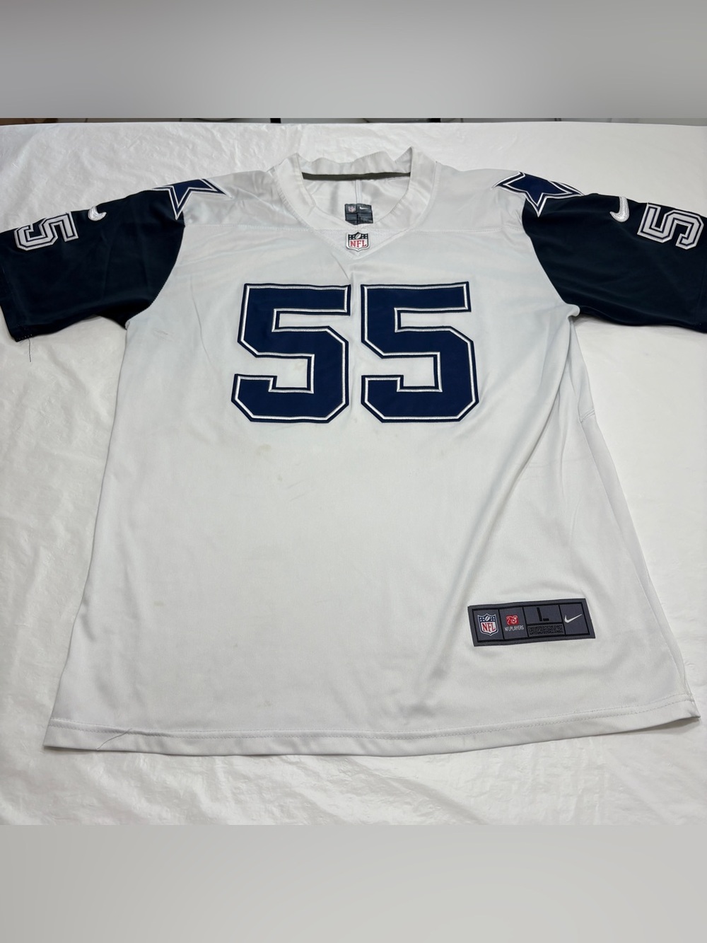 Leighton Vander Esch #55 Dallas Cowboys Nike On Field White Jersey Mens L Stains